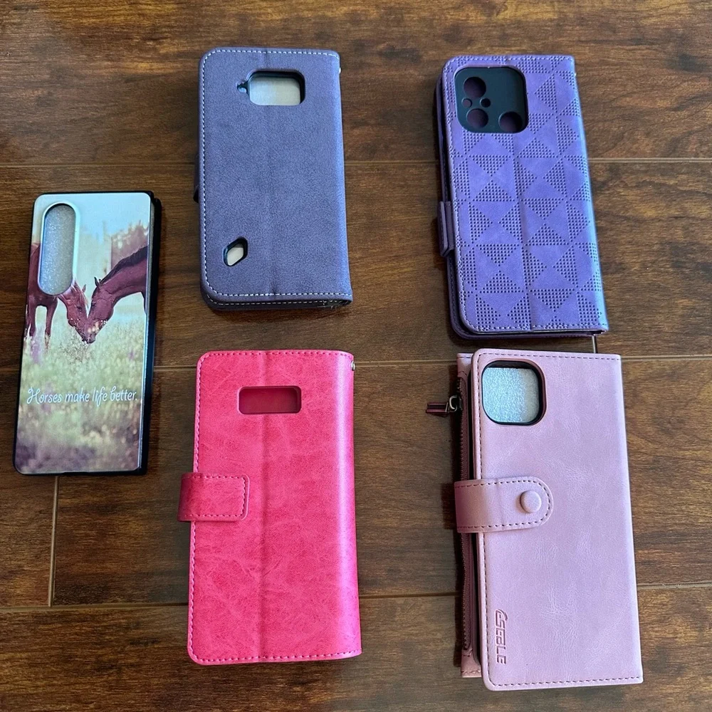 Assorted Phone Cases - Purple, Brown, Blue, Black